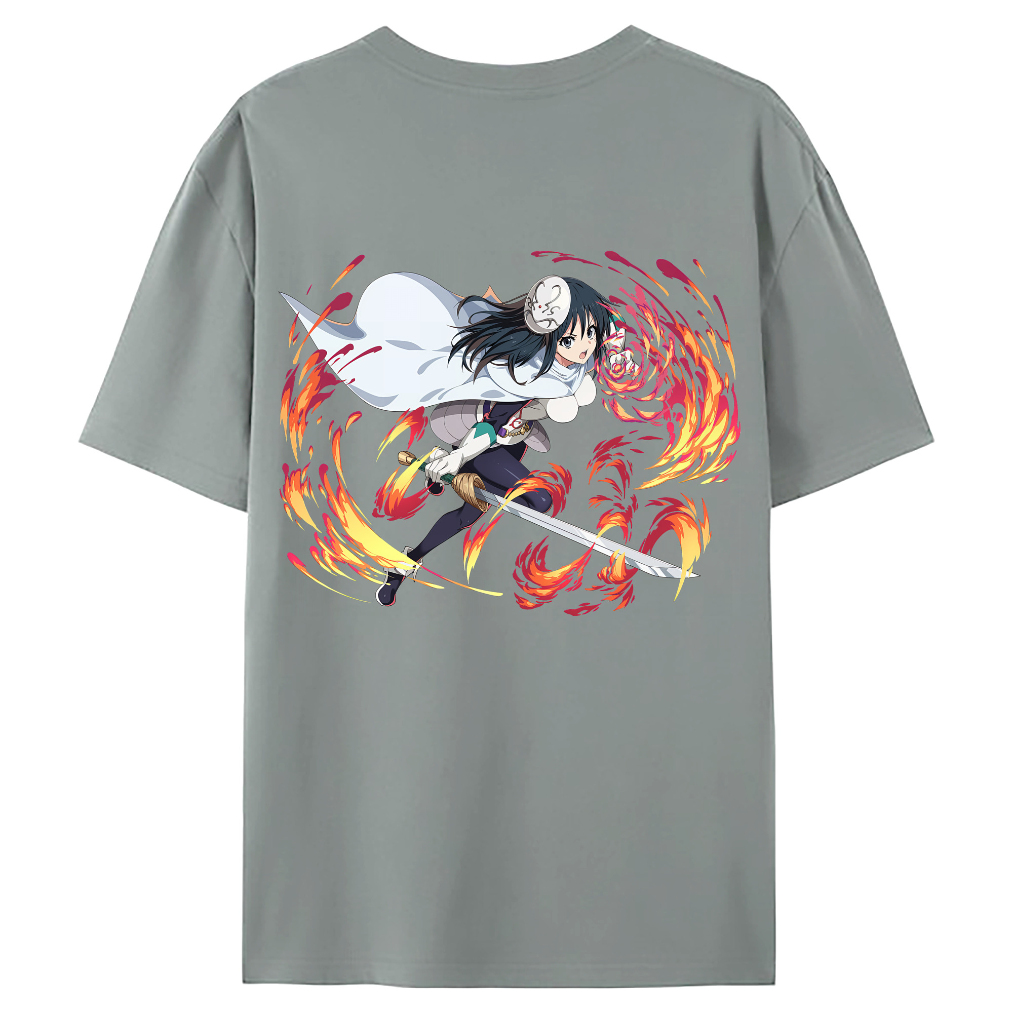 （画像用） 転スラ Regarding Reincarnated to Slime 綿100％ メンズ半袖Tシャツ（バックプリント） 通気性